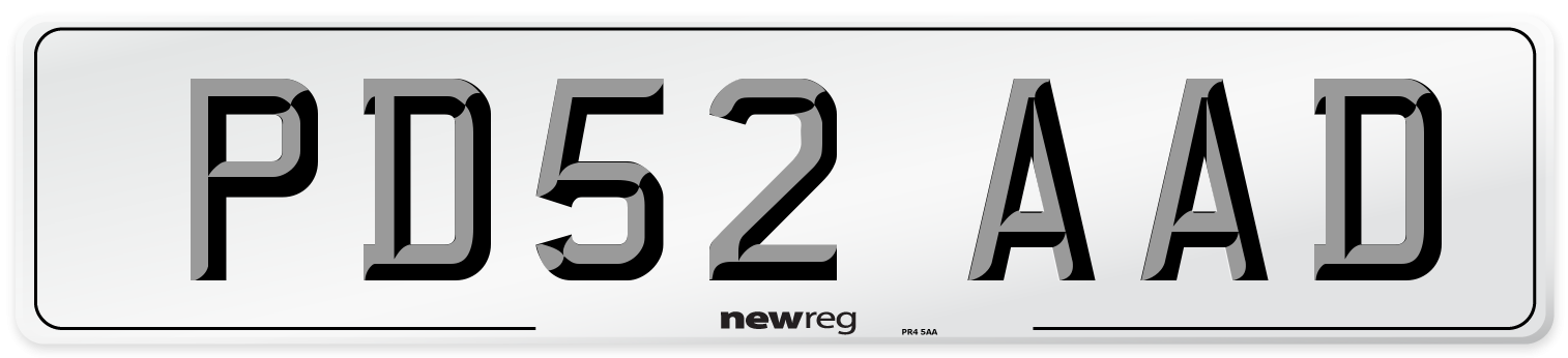 PD52 AAD Number Plate from New Reg